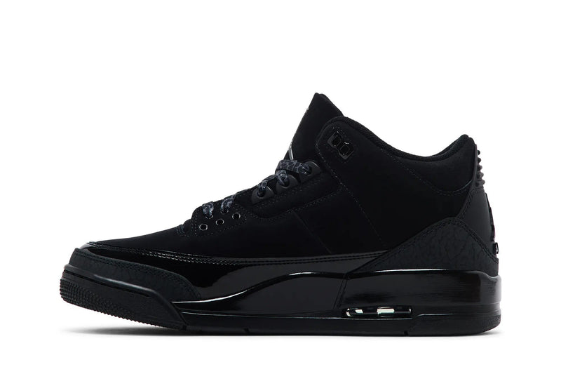 Air Jordan 3 Retro 'Black Cat' 2025 – All-Black Stealthy AJ3 with Elephant Print & Visible Air Unit