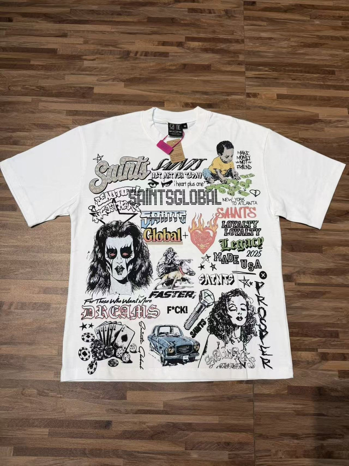 SAINT White Collage Graphic Short-Sleeve T-Shirt