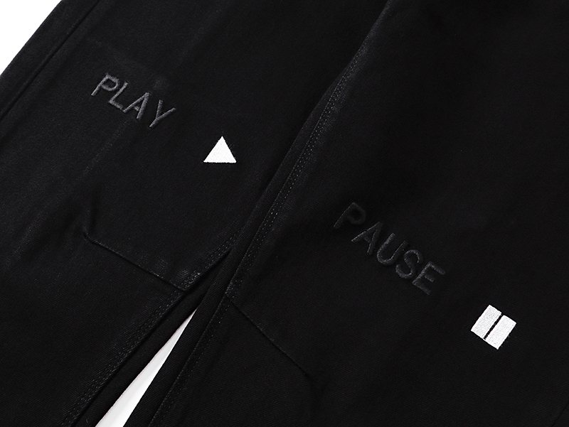 R+A Play/Pause Embroidered Black Jeans