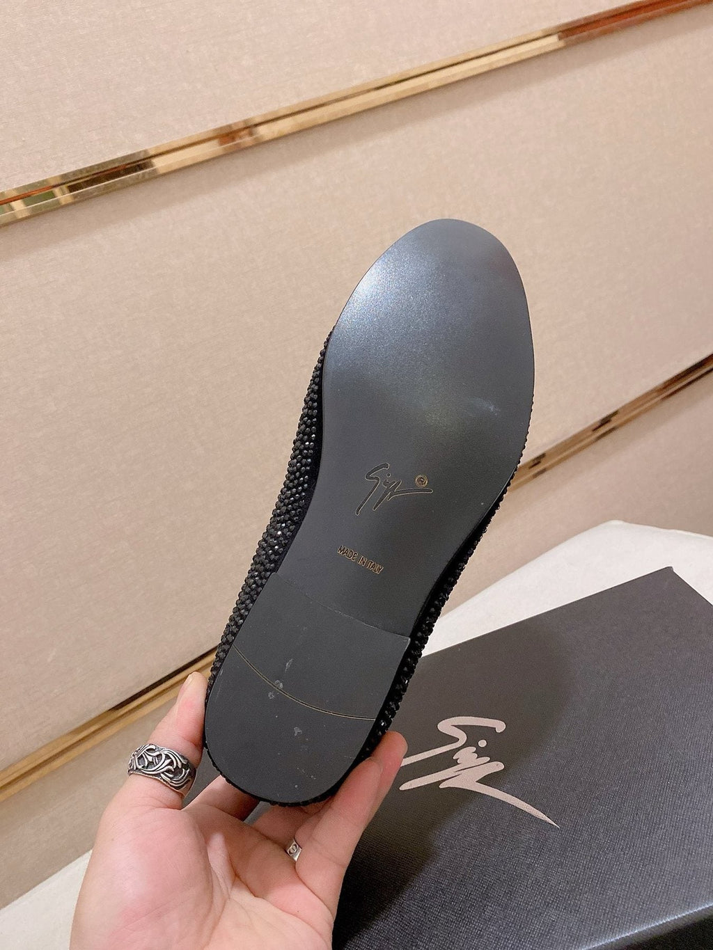 Giuseppe Zanotti Men's Black Studded Gold Accent Loafers