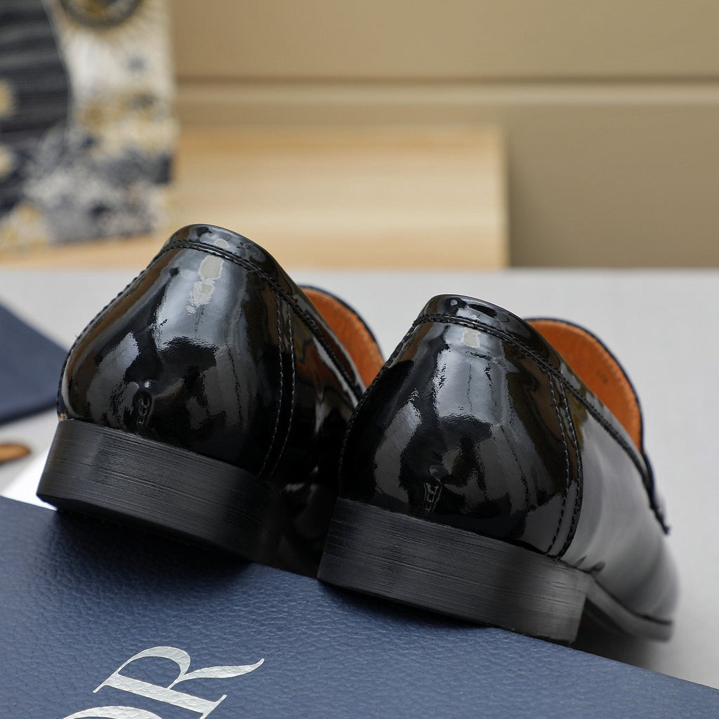 Dior Black Glossy Slip-On Loafers