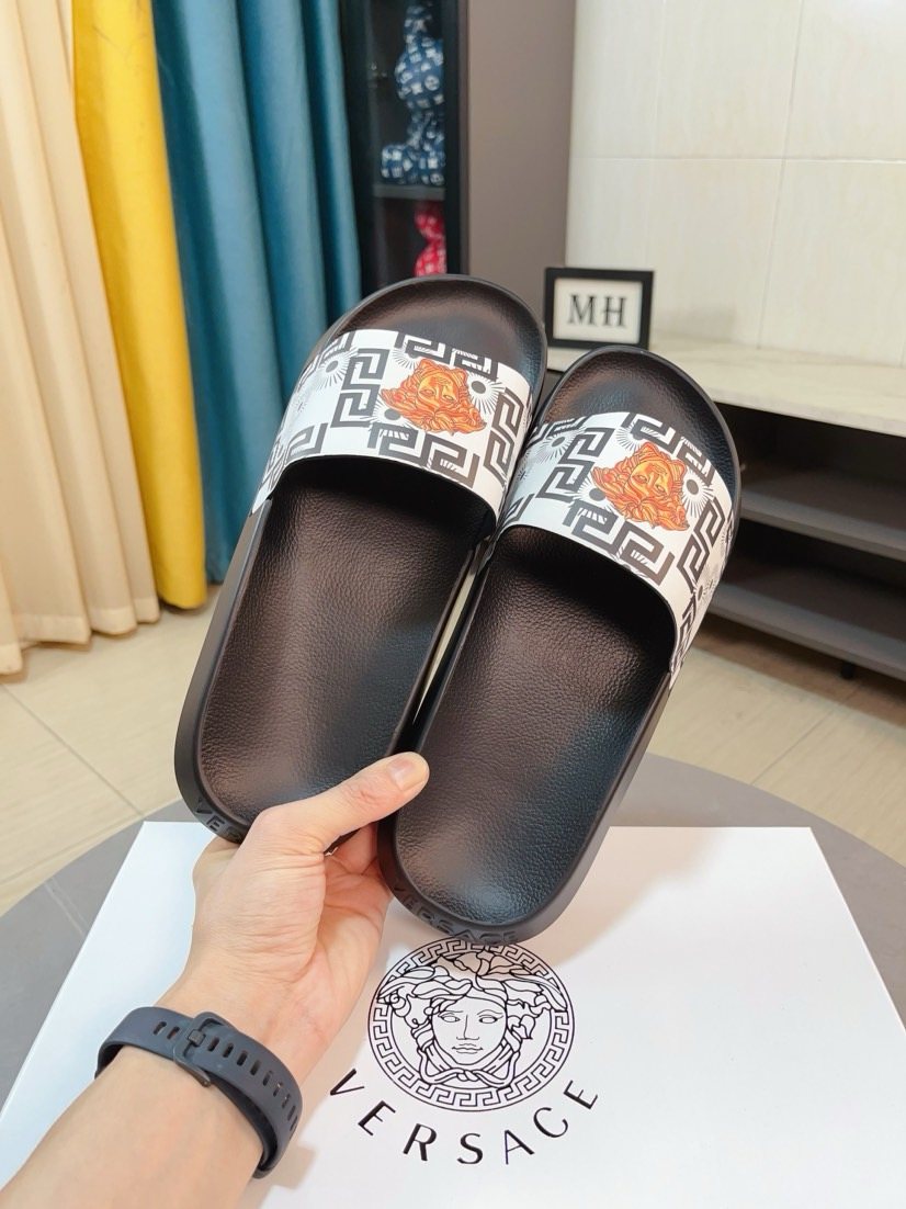 Versace Men's Geometric Strap Slide Sandals